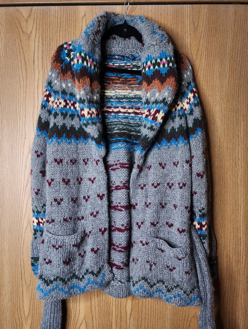 Vintage Hunters Run 100% Shetland Wool Collared Cardigan - Picture 2 of 9